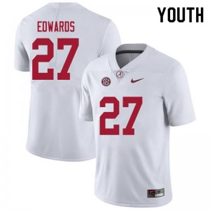 NCAA Youth Alabama Crimson Tide #27 Kyle Edwards Stitched College 2020 Nike Authentic White Football Jersey YB17Q68WZ